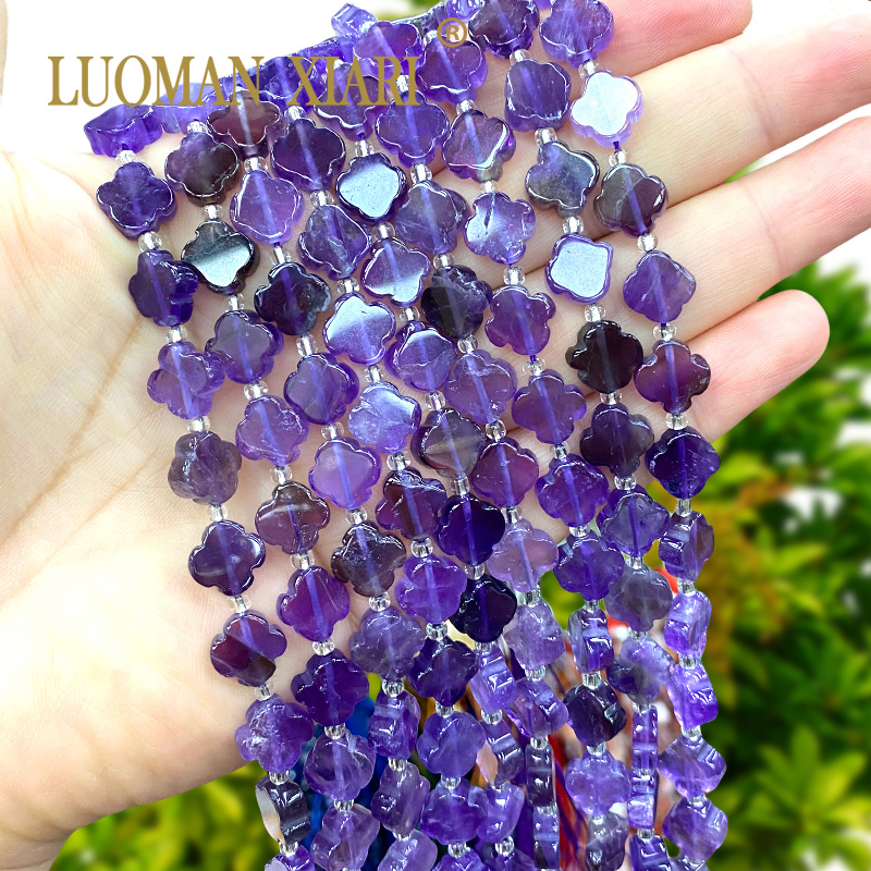 Red Clover Flower - Naturstein 11x11mm Blume Klee Amethyst Lose