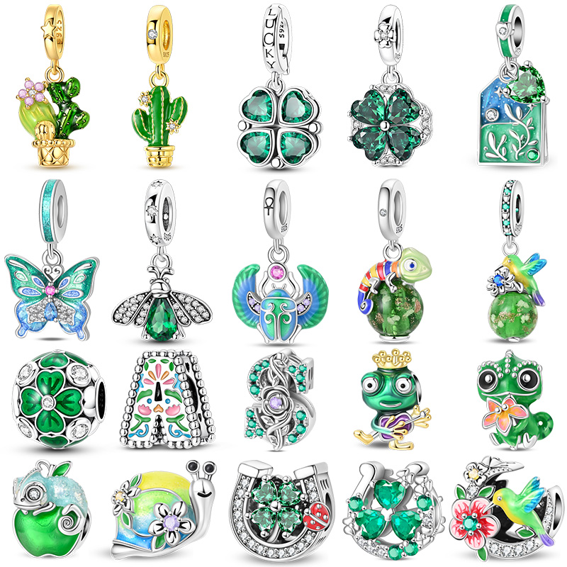 Neuer 925 Sterling Silber Grün – Red Clover Flower Bewertung und Preis